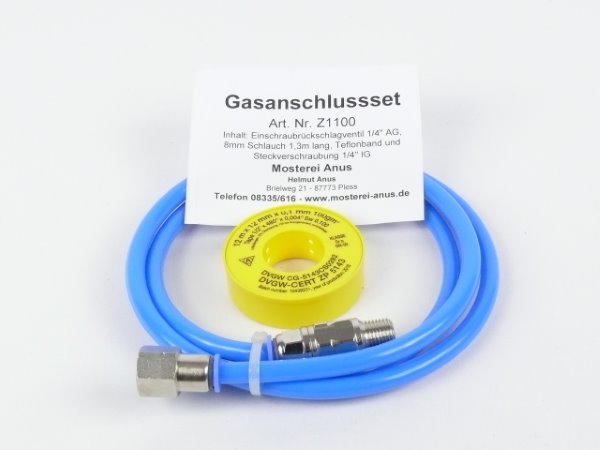 Gasanschluß-Set für Edelstahl-Druckfässer, Druckmostfässer, Druckgetränkefässer, Speidel-Druckfass 50 Liter